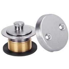 PRIMSOPH Lift Turn Tub Drain Trim Kit with Two Hole Overflow Faceplate Conversion Kit Assembly Universal Fine Coarse Thread Replacement Brushed Nickel