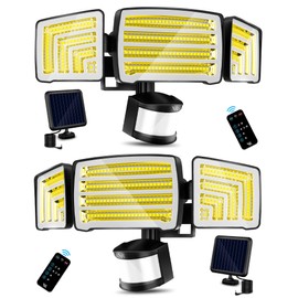 VENSSTNOR Solar Motion Sensor Flood Lights Outdoor - 4000LM 4 Lighting Modes, 72FT Sensing Distance, Split 3000mAh Solar Panel, IP65 Security Lights with Remote for Porch Yard Patio Garage 2Pack
