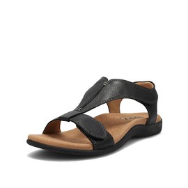 Taos The Show Premium Leather Women's Sandal - Experience Everyday Style, Comfort, Arch Support, Cooling Gel Padding and an Adjustable Fit for Exceptional Walking Comfort Black 9 (W) US
