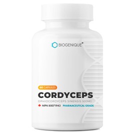 Biogenique Cordyceps - 60 Capsules Mushroom Extract 500mg -Enhances Energy & Stamina, Natural Immune & Antioxidant Support - Mushroom supplement Made in Canada, Non-GMO, Vegan