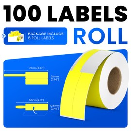 CLABEL 6 Rolls 25 x 78 mm Thermal Labels for Cable Yellow