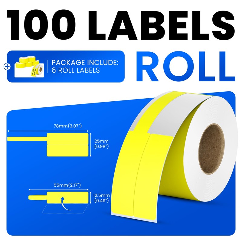CLABEL 6 Rolls 25 x 78 mm Thermal Labels for