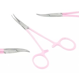 Unbranded 2 Premium Kelly Hemostat Forceps 5.5" Curved "Fine" Locking Handle "Pink" Color