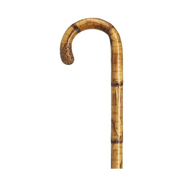 Walking Cane - Men's Crook Handle with Carved Bulb Nose, Carved and Stepped Genuine Maple with whangee Finish and Tapered Shaft, 36" Long w/Rubber tip. Imported from Germany.