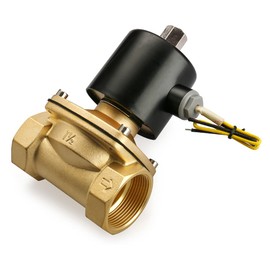Baomain Pneumatic 1-1/2 Inch 2 Way Brass Electric Normally Open Solenoid Valve Water, Air 2W-400-40K (DC 12V)
