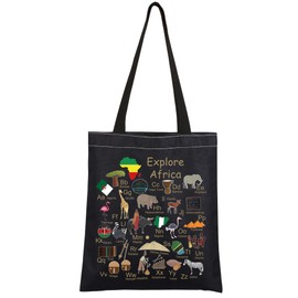 CMNIM African Black Women Gift Explore Africa Geography Alphabet Tote Bags African American Gifts Africa Travel Essentials (Explore Africa TB)