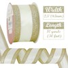 HUIHUANG Gold Wired Satin Ribbon with Glitter Stripe Edges 2.5