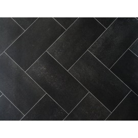 PVC Flooring Vinyl Flooring Nested Tiles, Black, DIN A4 Sample Piece