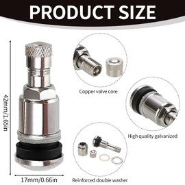 YUDAWN Car Tyre Valve 11.3 mm, Pack of 12 Car Valve TR525 Steel Tyre Valve Universal Metal Rim Valves for Tyres of Car Truck Motorcycle Bicycle (Silver)
