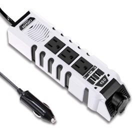150W Car Power Inverter, DC 12V to 110V AC Car Plug Adapter Outlet Converter with 1 Cigarette Lighter Socket, 3 AC Outlets, Dual 4.8A Fast Charging USB Ports for Digital Devices