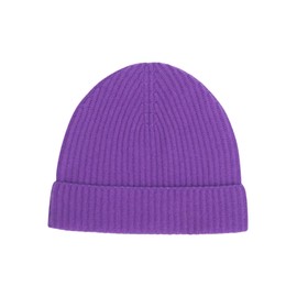 NAADAM Unisex Signature Cashmere Ribbed Beanie,Ultra Violet,OS