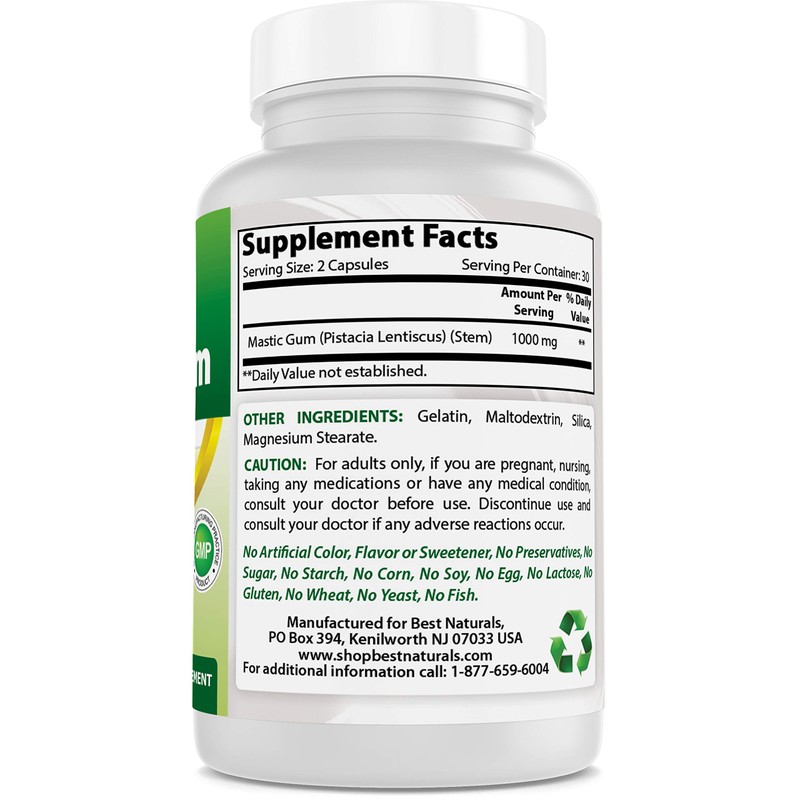 Best Naturals Mastic Gum 500 mg 60 Capsules (60 Count