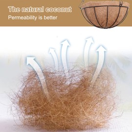 hifrom Hanging Flower Pots, Hanging Basket, Outdoor Baskets with Chain, Coconut, Large Litre Volume (2 x Coconut Bowls, 20 cm)