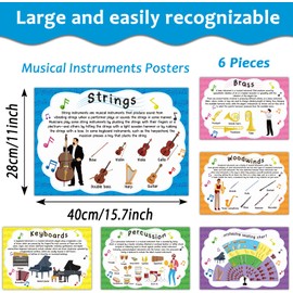 Music Posters Musical Instruments Bulletin Board Set Orchestra Posters for Classroom Musical Education Decor for Primary School Middle School and High School Classroom Decorations Homeschool