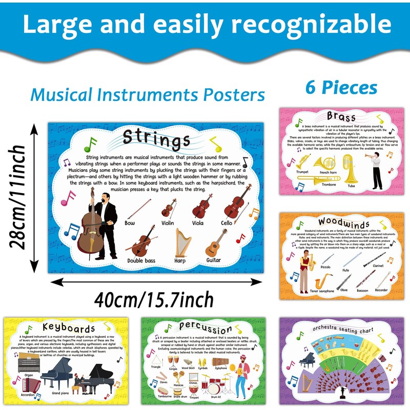 Music Posters Musical Instruments Bulletin Board Set Orchestra Posters for