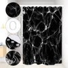 Uiiooazy Black Shower Curtain, Black Marble with White Lines Crack
