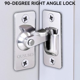 90 Degree Right Angle Cam Lock Bolt for Doors and Windows, Sliding Lever Bolt, Pocket Door Lock for Storage and Special Doors (Silver 2 Pack)