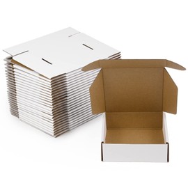 Sodissa 6x6x2 Inches Shipping Boxes Pack of 25, White Corrugated Cardboard Boxes for Small Bussiness