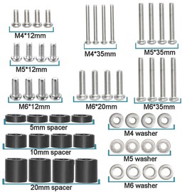 Coret Universal TV Mount Hardware Kit, Compatible with LG, Sanyo, Haier & More, Wall Mount, Includes M4, M5, M6 Screws, Washers & Spacers