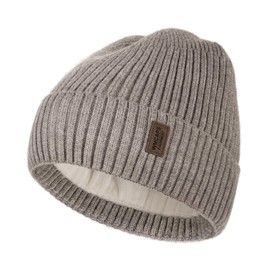 Wmcaps Men's Winter Thermal Knitted Hats for Men, Warm Fleece Running Hat Beanie Women's Men's Hat Winter, Windproof Winter Hat Men Lined and Padded Unisex Hat, smoke Grey