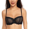 Lemorosy Women's Push Up Lace Sheer Bra Unlined Underwire Demi
