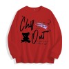 Chill Out Teddy Bear Graphic Crewneck Sweatshirt, US Warehouse, 6