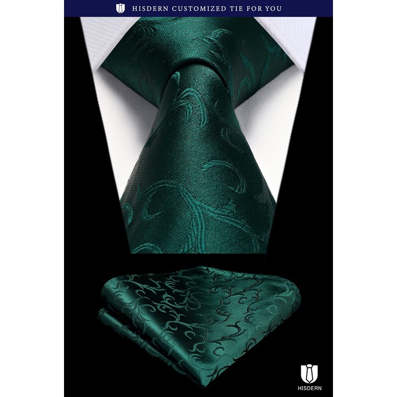 Hisdern TP-01S Men’s Paisley Pattern Necktie and Square Set, Business,