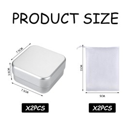 2 Pieces Aluminum Soap Dish with 2 Pieces Foaming Net, Shaving Soap Dish, Travel Soap Dish, Portable Storage Box, Multifunctional Storage Box, Leak-Proof Storage Box