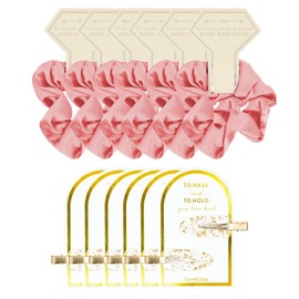 18 PCS Bridesmaid Proposal Gift Set - 6 Satin Hair Ties & 12 Hair Clips, Bridal Party Accessories, Soft Hair Ties and Durable Hair Clips, Perfect for Weddings, Bachelorette Parties (rose gold)