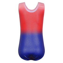 ZNYUNE Gymnastics Leotards for Girls Long Sleeve/Sleeveless Colorful Sparkle Athletic Ballet Dance Leotard for Kids 3-12 Years B296 RedBlue 6A