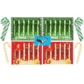 Dill Pickle & Mac & Cheese Christmas Candy Canes 24ct – Funny Savory Holiday Candy, Novelty Gag Gift, Weird Flavor Stocking Stuffers
