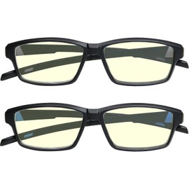 Success Eyewear Reading Glasses Anti Glare Blue lIght Blocking Glasses Reduce Eyestrain for Computer and Screens for Men & Women-Set of Matte Black Blue Tip and Matte Black White Tip 2.5
