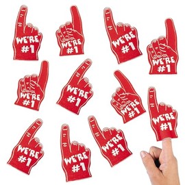 Fun Express Team Spirit Red Mini #1 Foam Fingers Bulk 300 Pc