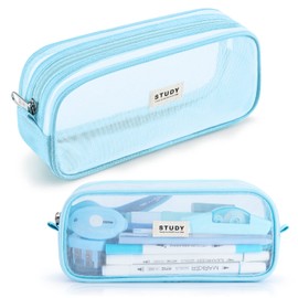 KALIDI Grid Mesh Pencil Case Pen Bag Clear Case Marker Pouch Multifonction Organizer Box Transparent case Makeup Bag Office College School Gift for adults Teen Girl Boy