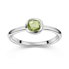 MATERIA by Matthias Wagner Square Gemstone Ring 925 Silver for Women, Gemstone, Peridot