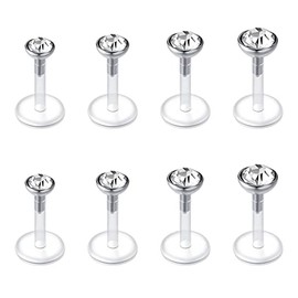 Longita 16G 6MM Clear CZ Lip Rings Bioflex Tragus Earring Stud Labret Medusa Piercing Lip Retainer Jewellery 2-5MM CZ