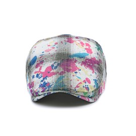 WITHMOONS Cotton Graffiti Newsboy Flat Hat Hunting Cap Cabbie Cap YZ30269 (MulticolorSplash)