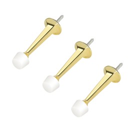 HOMOTEK 3 Pack Heavy Duty Solid Rigid Door Stop with Soft Rubber Tip, Zinc Die Cast Door Stopper Protect Wall & Door, Gold