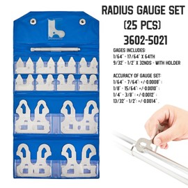 Generic 3602-5021 Radius Gauge Set 25-Piece Radius Gage Set 1/64''-1/2'' Gauges with Holder Radius Measuring Tool