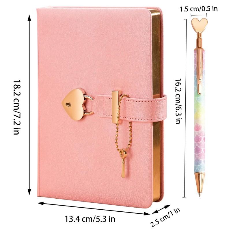 Notebook A6 Journal With Heart Shaped Lock + Heart Ballpoint