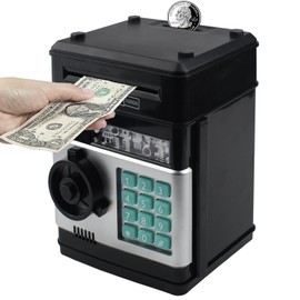 HUSAN Electronic Money Box for Children, Money Box Password Piggy Bank Toy Festival Birthday Gifts for Children (Black)