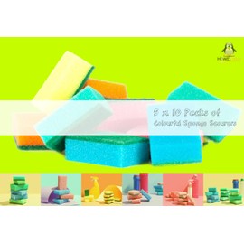 HOMESmith Doppelseitige Spül- und Reinigungsschwämme, saugfähig, Kratzfest, wiederverwendbar, 5 x 10 Packungen, Schaumstoff