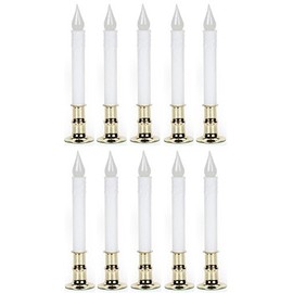 Darice 6204-02WW Battery Operated,Brass, White 8-1/2in LED Window Candle w/Timer - Quantity 10