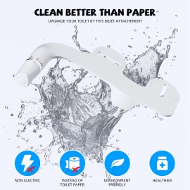 Hibbent Bidet Fresh Water Dual Spray Kit Non Electric Toilet Seat Attachment Cold Wash