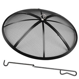 Fire Pit Spark Screen, 27 Inch Diameter Fire Pit Screen with Handle & Poker,Heavy Duty Metal Mesh Fire Pit Screen,Fire Pit Lid for Outdoor/Beach/RV Camping/Backyard