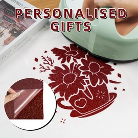 Prime Vinyl Heat Transfer Vinyl, 12" x 8ft Red Glitter HTV Vinyl for T-Shirt, Iron on Vinyl for All Cutter Machines Easy to Cut & Weed with Heat Press DIY Craft Designs