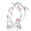 Glass Double Dolphin Collectible Figurine, Glass Pink Dolphin Sea Animals Collectible Ornaments Gifts for Women Dolphin Lovers