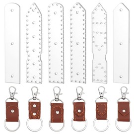 WEBEEDY 6 Styles Leather Keychain Acrylic Template Clear Keychain Pattern Stencil Adults Beginners Reusable Leather Template for Handmade Leather Keychains Leather Craft DIY Tool (10x2cm/4x0.8 Inch)