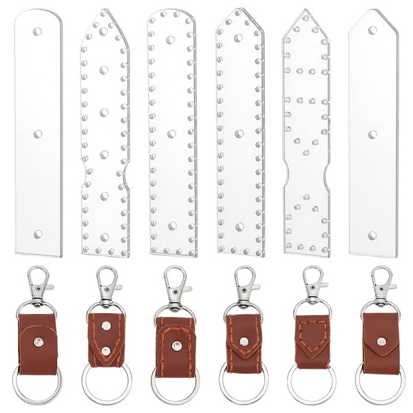 WEBEEDY 6 Styles Leather Keychain Acrylic Template Clear Keychain Pattern