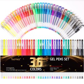 Taotree Glitter Gel Pens, 36 Color Neon Glitter Pens Fine Tip Art Markers Set 40% More Ink Colored Gel Marker for Coloring Book, Drawing, Coloring, Scrapbook, Journaling, Sparkle Easter Gifts kids